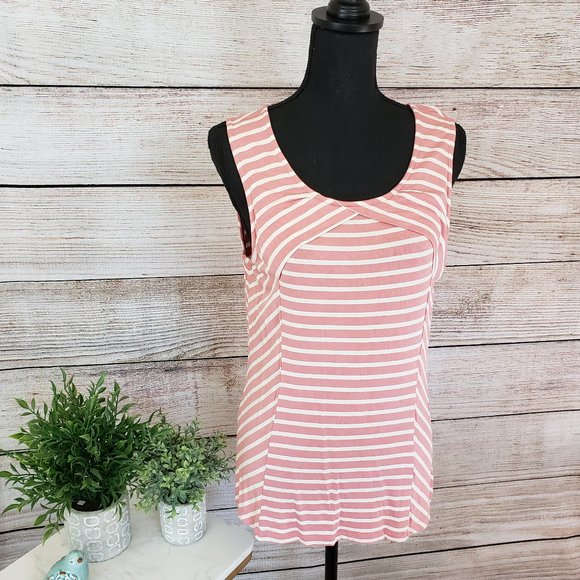 WILLI SMITH CORAL AND CREAM STRIPED TOP - LARGE - Picture 1 of 9